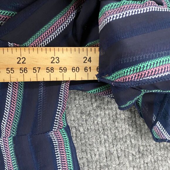 Modcloth Blouse Top Womens 1X Blue Striped Sheer Tunic Popover Beachy Casual - Picture 9 of 10